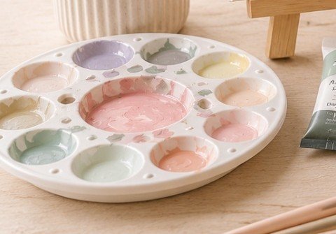 Pastel buttercream paint palette close up